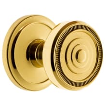 Circulaire Solid Brass Rose Passage Door Knob Set with Soleil Knob and 2-3/4" Backset