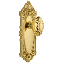 Grande Victorian Solid Brass Rose Passage Door Knob Set with Grande Victorian Knob and 2-3/4" Backset