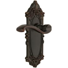 Grande Victorian Solid Brass Rose Right Handed Passage Door Lever Set with Portofino Lever and 2-3/4" Backset