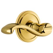 Circulaire Solid Brass Rose Left Handed Passage Door Lever Set with Portofino Lever and 2-3/4" Backset