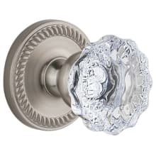 Newport Solid Brass Rose Passage Door Knob Set with Fontainebleau Crystal Knob and 2-3/4" Backset