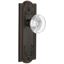 Parthenon Solid Brass Rose Passage Door Knob Set with Bordeaux Crystal Knob and 2-3/4" Backset