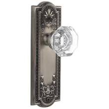 Parthenon Solid Brass Rose Passage Door Knob Set with Chambord Crystal Knob and 2-3/4" Backset