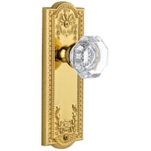 Parthenon Solid Brass Rose Passage Door Knob Set with Chambord Crystal Knob and 2-3/4" Backset