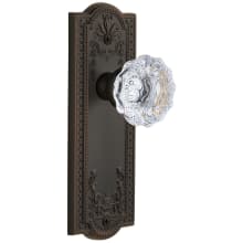 Parthenon Solid Brass Rose Passage Door Knob Set with Fontainebleau Crystal Knob and 2-3/4" Backset