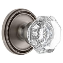 Soleil Solid Brass Rose Passage Door Knob Set with Chambord Crystal Knob and 2-3/4" Backset
