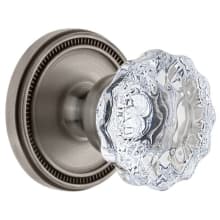 Soleil Solid Brass Rose Passage Door Knob Set with Fontainebleau Crystal Knob and 2-3/4" Backset
