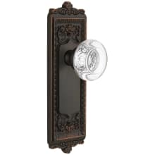 Windsor Solid Brass Rose Passage Door Knob Set with Bordeaux Crystal Knob and 2-3/4" Backset