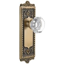Windsor Solid Brass Rose Passage Door Knob Set with Chambord Crystal Knob and 2-3/4" Backset