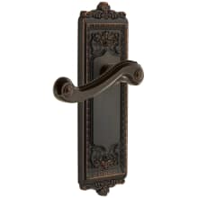 Windsor Solid Brass Rose Right Handed Passage Door Lever Set with Newport Lever and 2-3/4" Backset