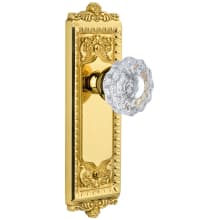 Windsor Solid Brass Rose Passage Door Knob Set with Versailles Crystal Knob and 2-3/4" Backset