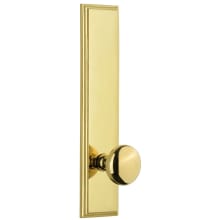 Carre Solid Brass Tall Plate Rose Passage Door Knob Set with Fifth Avenue Knob and 2-3/4" Backset