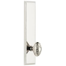 Carre Solid Brass Tall Plate Rose Passage Door Knob Set with Grande Victorian Knob and 2-3/4" Backset