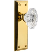 Fifth Avenue Solid Brass Rose Privacy Door Knob Set with Biarritz Crystal Knob and 2-3/4" Backset