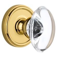 Georgetown Solid Brass Rose Privacy Knob Set with Provence Crystal Knob and 2-3/4" Backset