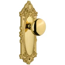 Grande Victorian Solid Brass Rose Privacy Door Knob Set with Fifth Avenue Knob and 2-3/4" Backset