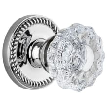 Newport Solid Brass Rose Privacy Door Knob Set with Versailles Crystal Knob and 2-3/4" Backset