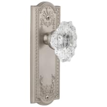 Parthenon Solid Brass Rose Privacy Door Knob Set with Biarritz Crystal Knob and 2-3/4" Backset