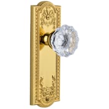 Parthenon Solid Brass Rose Privacy Door Knob Set with Fontainebleau Crystal Knob and 2-3/4" Backset