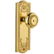 Parthenon Solid Brass Rose Privacy Door Knob Set with Parthenon Knob and 2-3/4" Backset