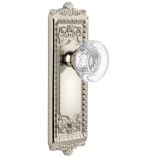 Windsor Solid Brass Rose Privacy Door Knob Set with Bordeaux Crystal Knob and 2-3/4" Backset