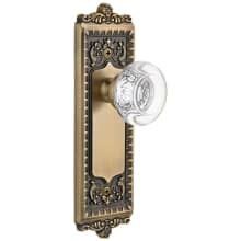 Windsor Solid Brass Rose Privacy Door Knob Set with Bordeaux Crystal Knob and 2-3/4" Backset