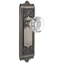 Windsor Solid Brass Rose Privacy Door Knob Set with Chambord Crystal Knob and 2-3/4" Backset