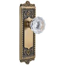 Windsor Solid Brass Rose Privacy Door Knob Set with Fontainebleau Crystal Knob and 2-3/4" Backset