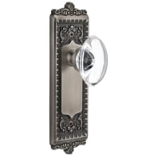 Windsor Solid Brass Rose Privacy Door Knob Set with Provence Crystal Knob and 2-3/4" Backset