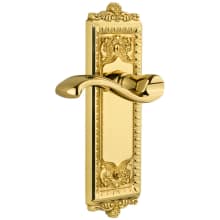Windsor Solid Brass Rose Right Handed Privacy Door Lever Set with Portofino Lever and 2-3/4" Backset