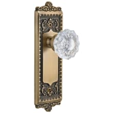 Windsor Solid Brass Rose Privacy Door Knob Set with Versailles Crystal Knob and 2-3/4" Backset