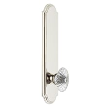 Arc Solid Brass Tall Plate Rose Right Handed Privacy Door Knob Set with Burgundy Crystal Knob and 2-3/4" Backset