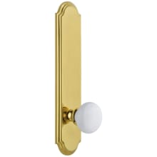 Arc Solid Brass Tall Plate Rose Right Handed Privacy Door Knob Set with Hyde Park Knob and 2-3/4" Backset