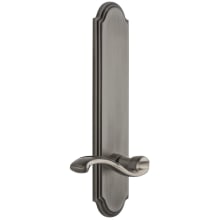 Arc Solid Brass Tall Plate Rose Right Handed Privacy Door Lever Set with Portofino Lever and 2-3/4" Backset