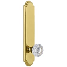 Arc Solid Brass Tall Plate Rose Right Handed Privacy Door Knob Set with Versailles Crystal Knob and 2-3/4" Backset