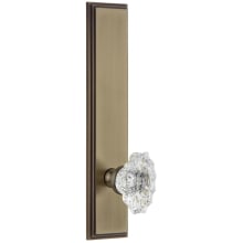 Carre Solid Brass Tall Plate Rose Right Handed Privacy Door Knob Set with Biarritz Crystal Knob and 2-3/4" Backset