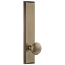 Carre Solid Brass Tall Plate Rose Right Handed Privacy Door Knob Set with Fifth Avenue Knob and 2-3/4" Backset