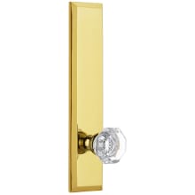 Fifth Avenue Solid Brass Rose Right Handed Tall Plate Privacy Door Knob Set with Chambord Crystal Knob and 2-3/4" Backset