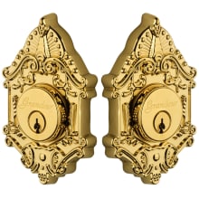 Grande Victorian Solid Brass Rose Keyed Entry Double Cylinder Deadbolt with 2-3/4" Backset