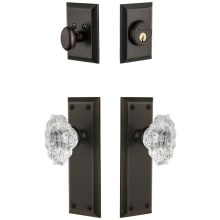 Fifth Avenue Solid Brass Single Cylinder Keyed Entry Knobset and Deadbolt Combo Pack with Biarritz Crystal Knob and 2-3/4" Backset