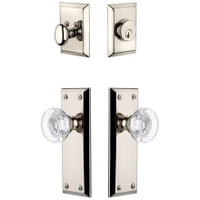 Fifth Avenue Solid Brass Single Cylinder Keyed Entry Knobset and Deadbolt Combo Pack with Bordeaux Crystal Knob and 2-3/4" Backset