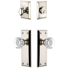 Fifth Avenue Solid Brass Single Cylinder Keyed Entry Knobset and Deadbolt Combo Pack with Chambord Crystal Knob and 2-3/4" Backset