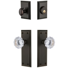 Fifth Avenue Solid Brass Single Cylinder Keyed Entry Knobset and Deadbolt Combo Pack with Fontainebleau Crystal Knob and 2-3/4" Backset