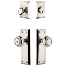Fifth Avenue Solid Brass Single Cylinder Keyed Entry Knobset and Deadbolt Combo Pack with Parthenon Knob and 2-3/4" Backset