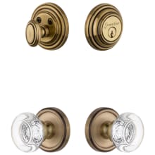 Georgetown Solid Brass Single Cylinder Keyed Entry Knobset and Deadbolt Combo Pack with Bordeaux Crystal Knob and 2-3/4" Backset