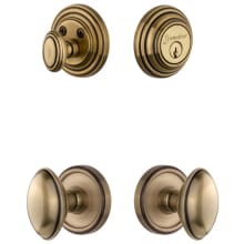Georgetown Solid Brass Single Cylinder Keyed Entry Knobset and Deadbolt Combo Pack with Eden Prairie Knob and 2-3/4" Backset