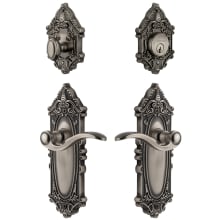 Grande Victorian Solid Brass Right Handed Single Cylinder Keyed Entry Leverset and Deadbolt Combo Pack with Bellagio Lever and 2-3/4" Backset