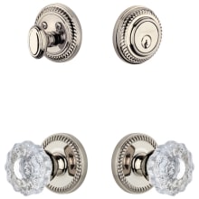 Newport Solid Brass Single Cylinder Keyed Entry Knobset and Deadbolt Combo Pack with Versailles Crystal Knob and 2-3/4" Backset