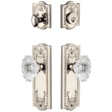 Parthenon Solid Brass Single Cylinder Keyed Entry Knobset and Deadbolt Combo Pack with Biarritz Crystal Knob and 2-3/4" Backset