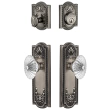 Parthenon Solid Brass Single Cylinder Keyed Entry Knobset and Deadbolt Combo Pack with Burgundy Crystal Knob and 2-3/4" Backset